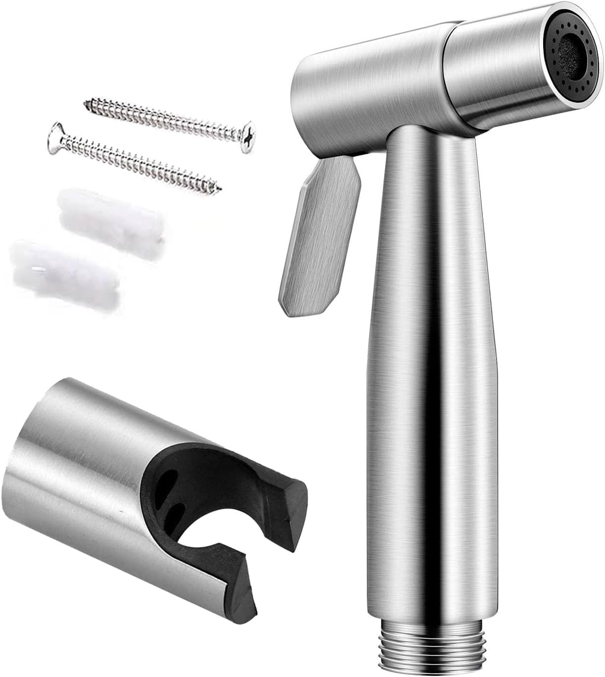 Pixaflo Stainless Steel Health Faucet Set for Bathroom | Heavy Duty Jet Spray with Wall Hook | Leak Resistant Toilet Spray Gun | Brushed Steel Finish