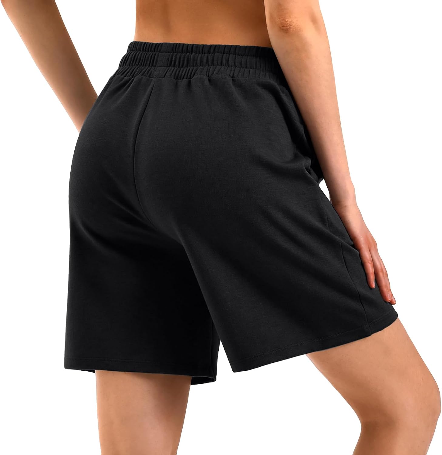 Women's Sweat Bermuda Shorts with Pockets Comfy Gym Lounge Shorts