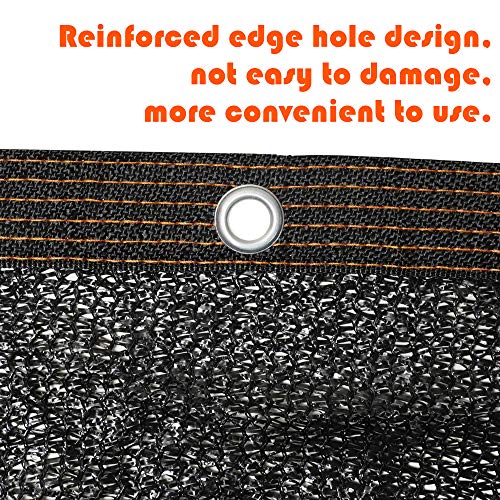 Jiwinner 65%-75% 10'X20' Black Shade Cloth With Grommets Garden Shade Cover From Sun For Plant, Greenhouse, Pergola (10'X20') #TOP2