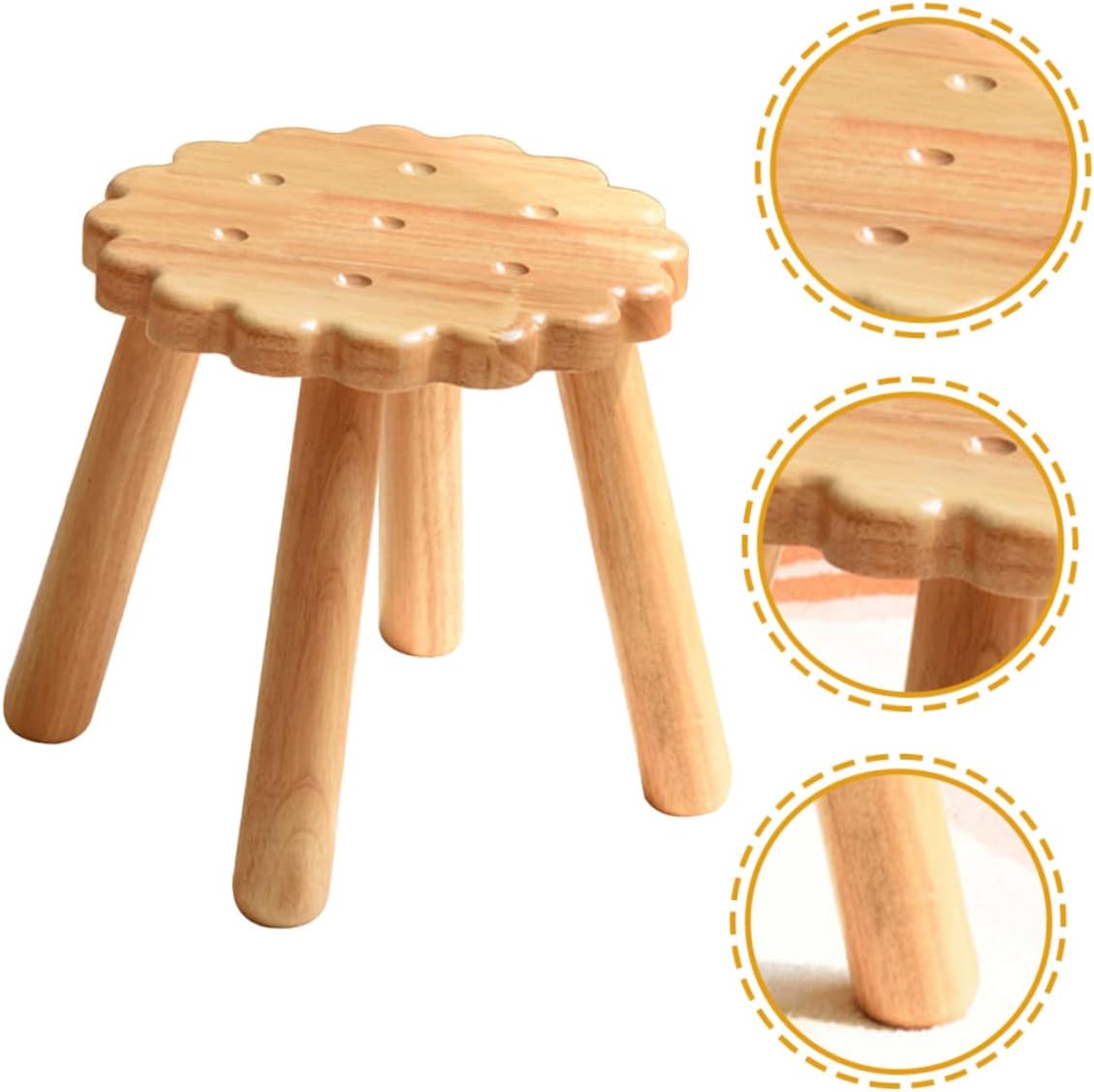 Wooden Stool Living Room Footstool Boys and Girls Toy Shoe Changing Stool Elegant Craft Easy to Cle