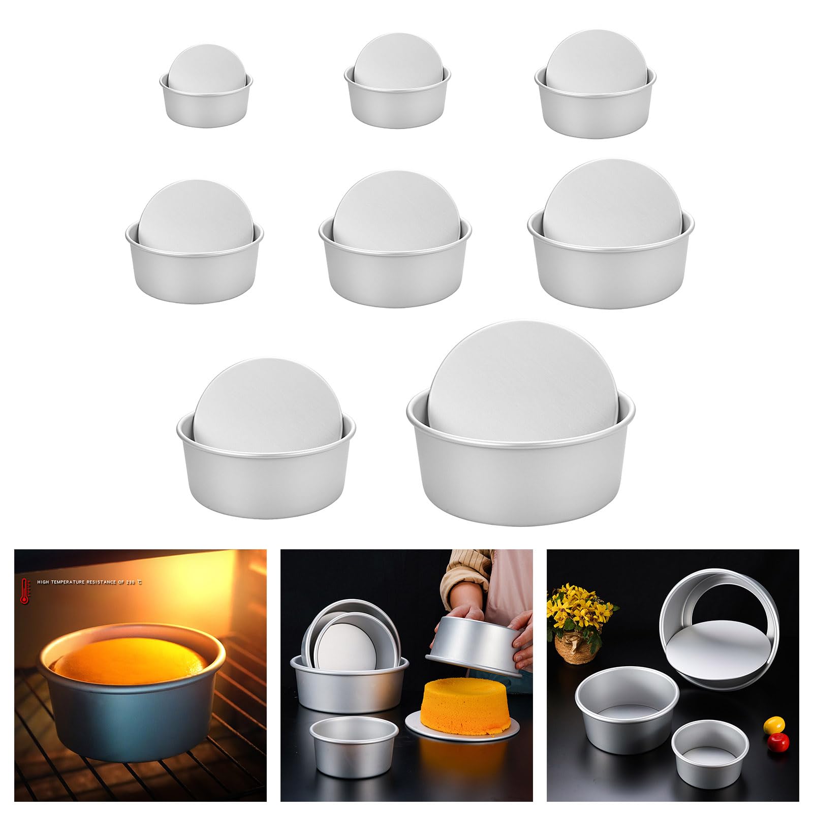 hejhncii Cookie Cake Pans Kitchen Cake Baking Mold With Removable Bottom Aluminum Round Cake Tins Bakewares Baking Accessories