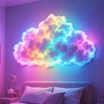 DIY Thundercloud LED Light, 400CM RGB Thunder Cloud Light for Bedroom Cool Stuff, Music Syncs Thundercloud Wall Lamp USB Powered, Adjustable Night Atmosphere Lights, for Home Wall Decor 400CM [Energy Class A]