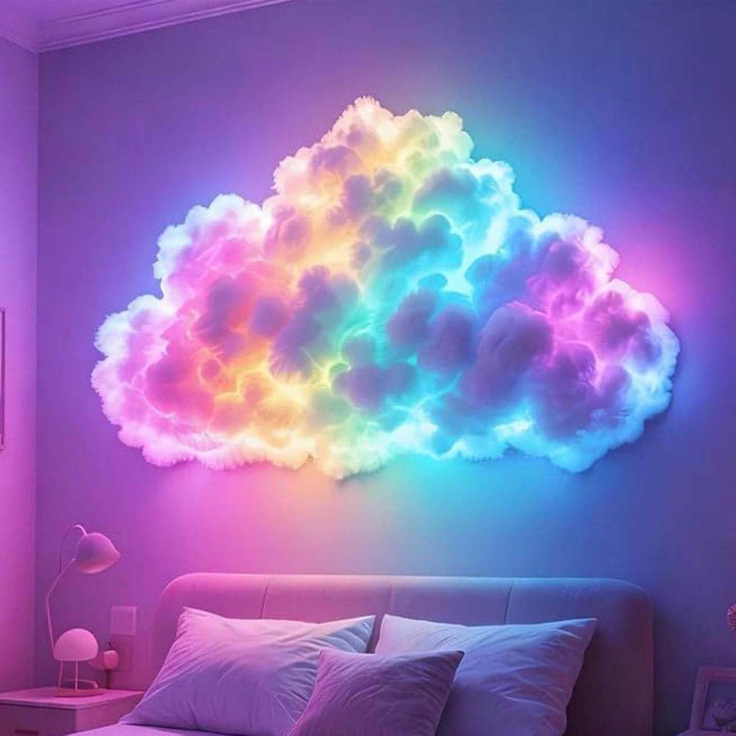 DIY Thundercloud LED Light, 200CM RGB Thunder Cloud Light for Bedroom Cool Stuff, Music Syncs Thundercloud Wall Lamp USB Powered, Adjustable Night Atmosphere Lights, for Home Wall Decor (200CM)