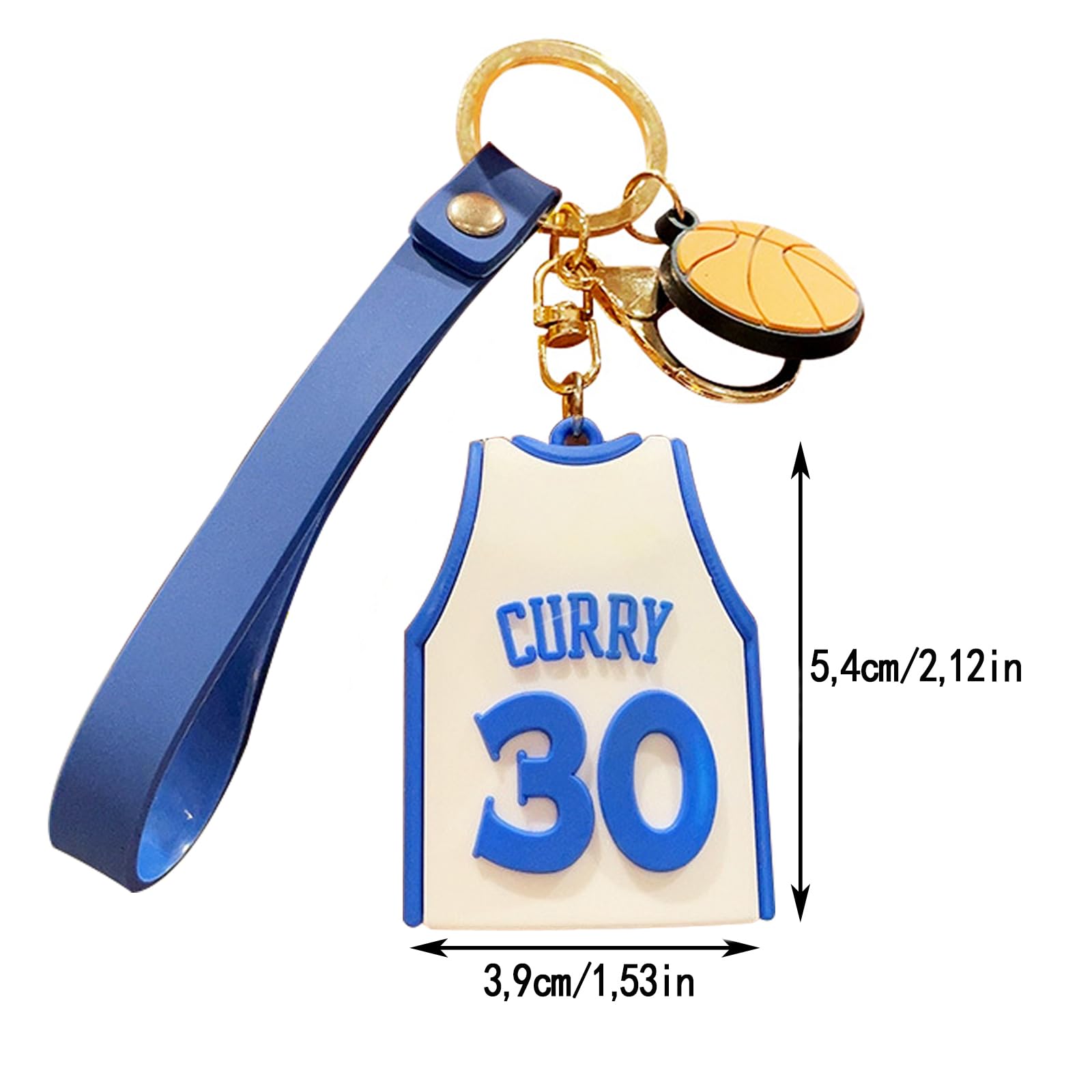 Portachiavi in Jersey, Portachiavi 3D Cartone Animato in Silicone, Immagine Delicata, für Souvenir, Ornamenti per Zaini, Appassionati di Basket(Maglia bianca n. 30)