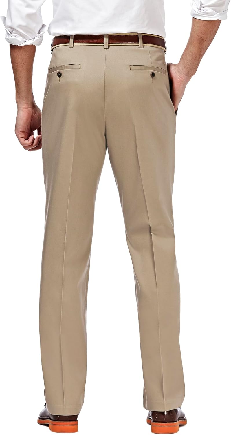 Haggar Men's Premium No Iron Khaki Classic Fit Pleat Front Pant (Regular and Big & Tall Sizes) - Image 3