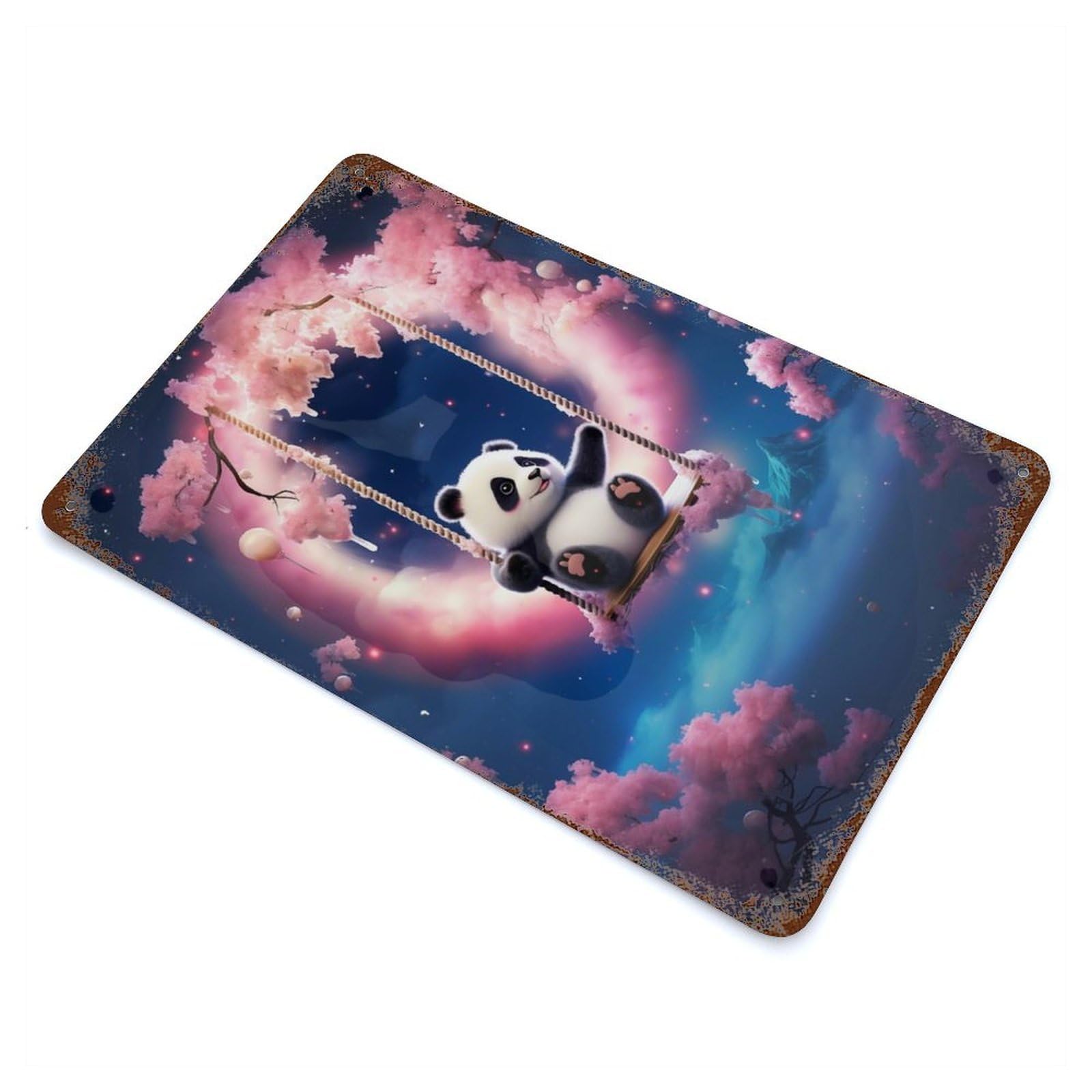 Chilling Panda 11.8"x7.9" Vintage Rust Metal Sign, Decorative Metal Wall Art for Farmhouse, Kitchen And Entryway Decor