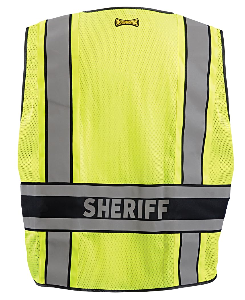 OccuNomix Sheriff Public Safety LUX-DPSS-DOR Yellow Medium Polyester Mesh High-Visibility Vest - Image 2
