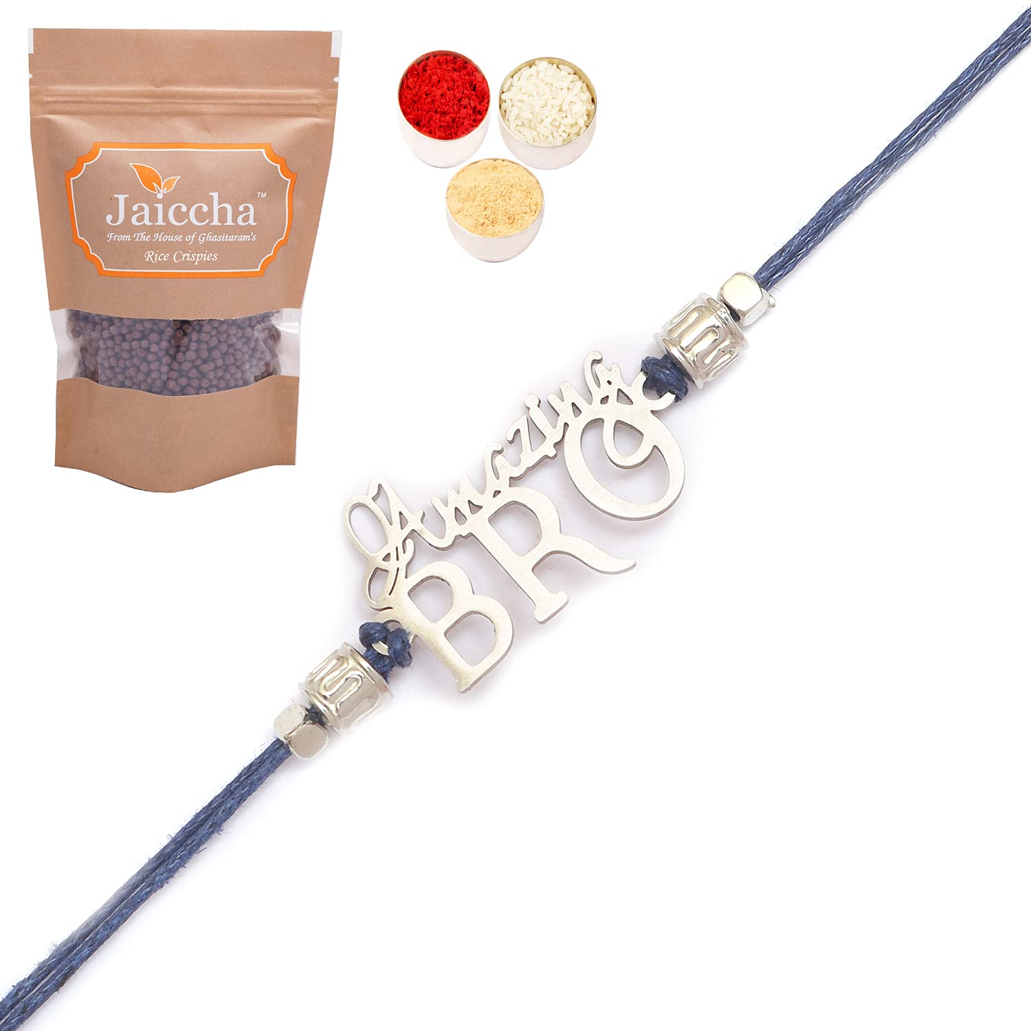 Ghasitaram Gifts Rakhis for Brother Kids Rakhi - MR-8 Amazing Bro Rakhi with Chocolate Coated Rice Crispies 200 gms