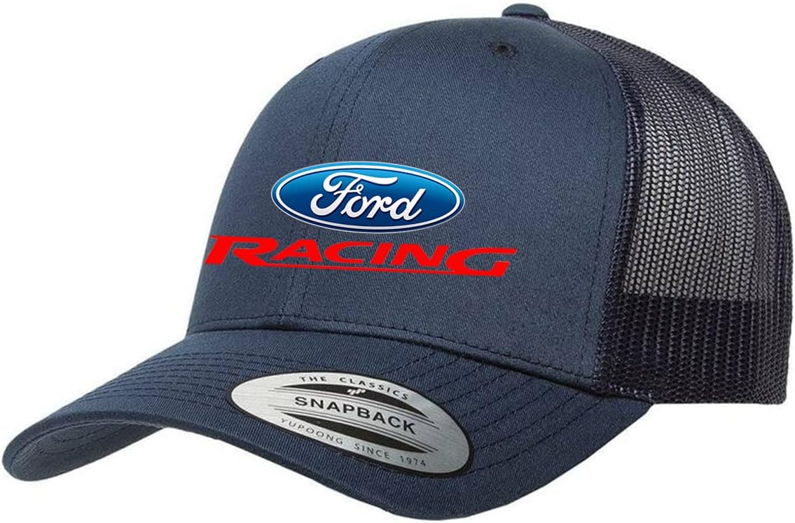 Ford Racing Logo Fully Embroidered Yupoong 6606 Snapback Trucker Fitted Cap