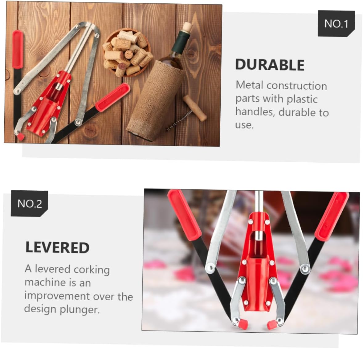 DECHOUS Wine Cork Press Handheld Corker Household Bottle Corker Wine Making Tool Double Lever