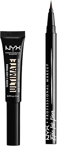 NYX PROFESSIONAL MAKEUP Ultimate Shadow & Liner Primer, Light + Epic Ink Liner, negro (paquete de 2)