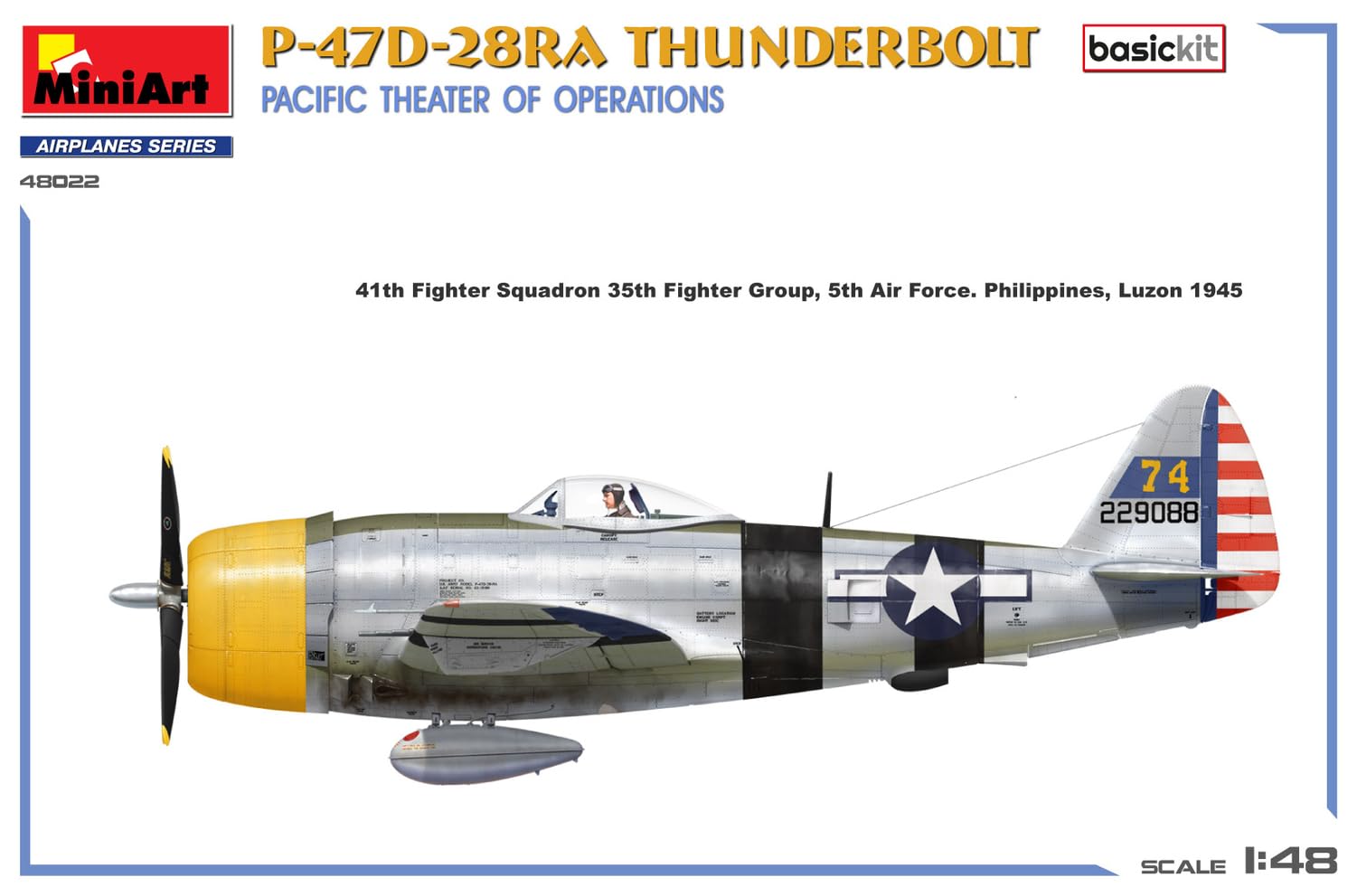 MiniArt 48022 1:48 P-47D-28RA Thunderbolt Basic Kit – Réplique fidèle à l'original, modélisme, kit de construction en plastique, bricolage, loisirs, collage, kit de modélisme, assemblage, non laqué