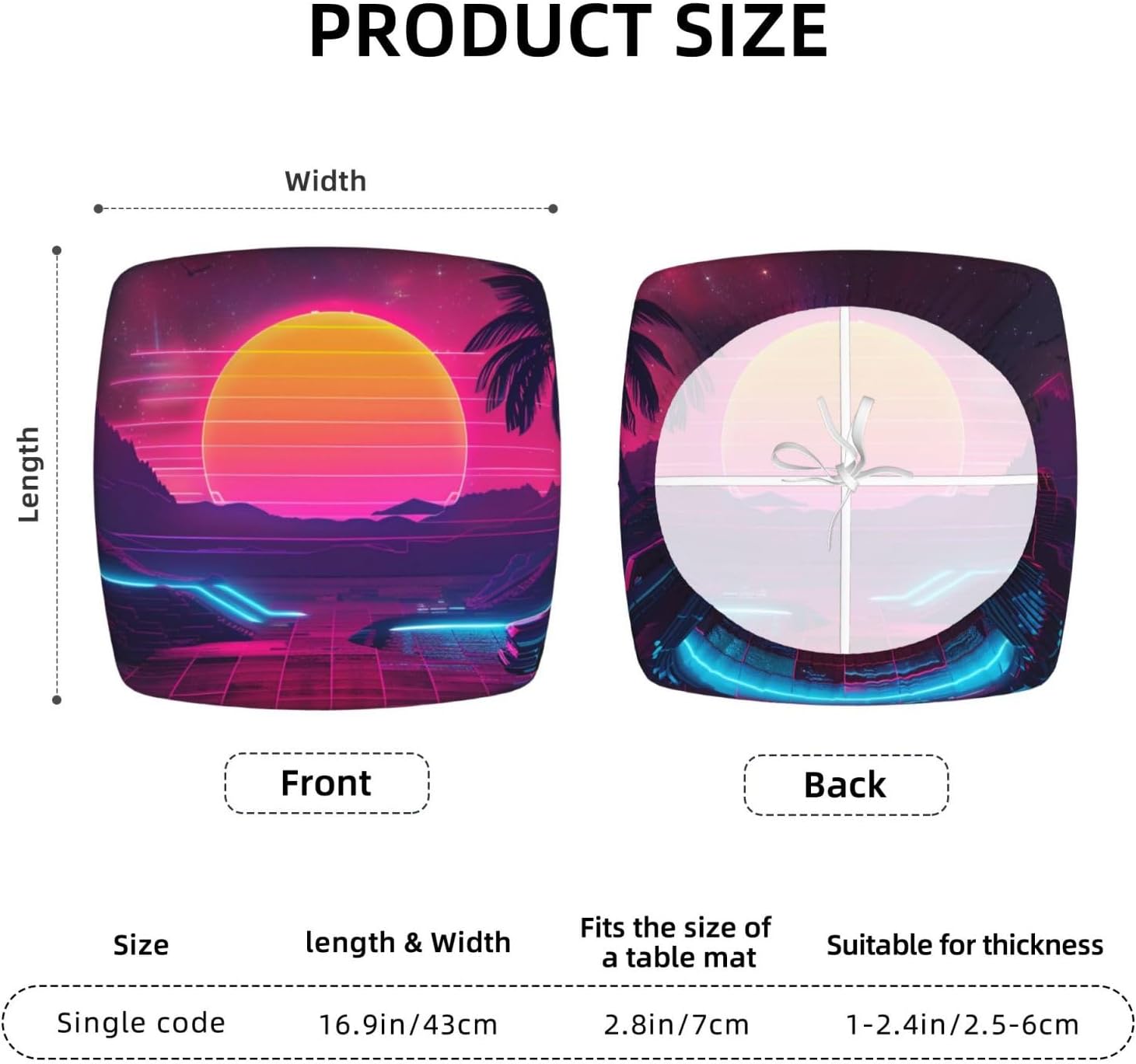 Retrowave Pictures Print Square Cushion Covers 6 Pcs Set Elastic Non-Slip Seat Cushion Slipcovers Pet Furniture Protectors for Chair, Sofa