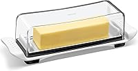 IKOCO Airtight Butter Dish with Lid - Keeps Butter Fresh 21 Days, Fits Fridge Doors, Dishwasher Safe, Unbreakable White Holder