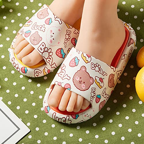 Kids Sandals Y Sandals Prints Slip Children Non-Slip Cratoon Shower Slipper House Cat Slippers for (Orange, 7-8 Years)2
