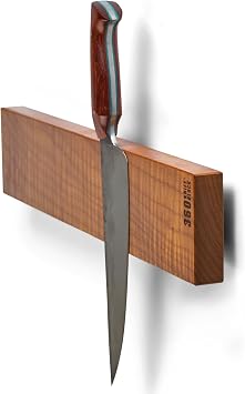 360KnifeBlock magnetic knife BAR - Guitar Wood - 2 Rows of Magnets,#39;magic floating backer w/level system, 2"screws, 3 sizes from 5" to 26" - handmade in Washington WOOD, 18" Wide