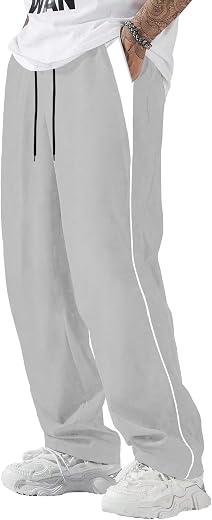 AVANOVA Men's Black Track Trouser Pant – Drawstring Waist Loose Fit Quick-Dry Sports Pants, Lightweight Breathable Casual ...