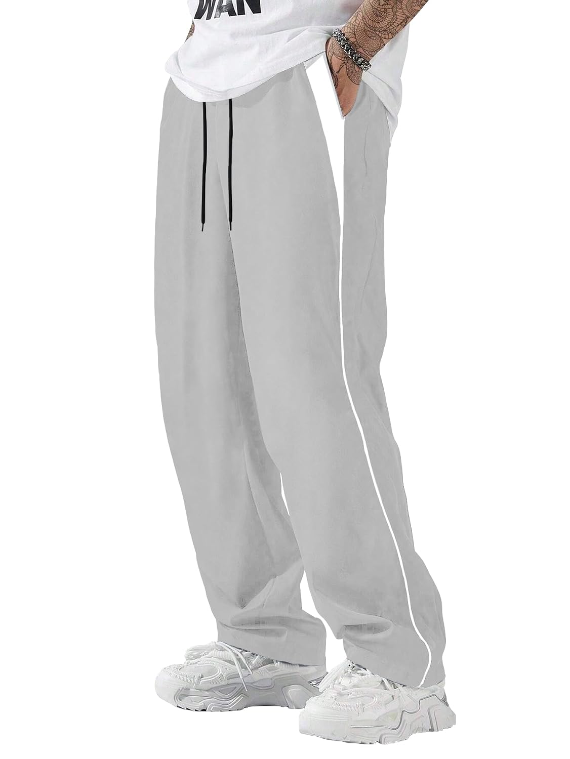 AVANOVA Men's Black Track Trouser Pant – Drawstring Waist Loose Fit Quick-Dry Sports Pants, Lightweight Breathable Casual ...