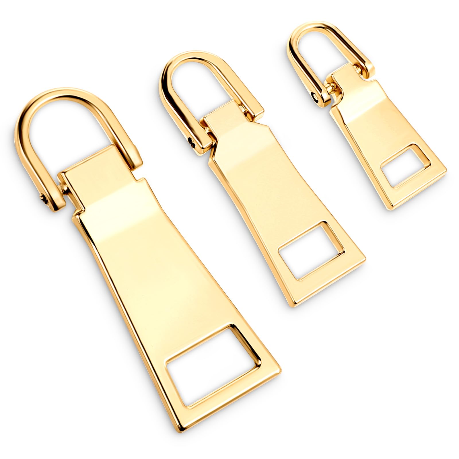 3pcs Gold Zipper Pull Replacement Zipper Repair Zippers Tab Repair for Luggage Gold Zippers Slider Pull Tab for Backpack Jacket Suitcase Coat Handbags