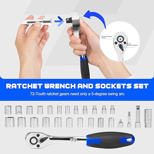 Miniatura 3 de Prostormer Kit de herramientas para el hogar, kit de herramientas manuales para el hogar de 259 piezas con caja de herramientas de aluminio