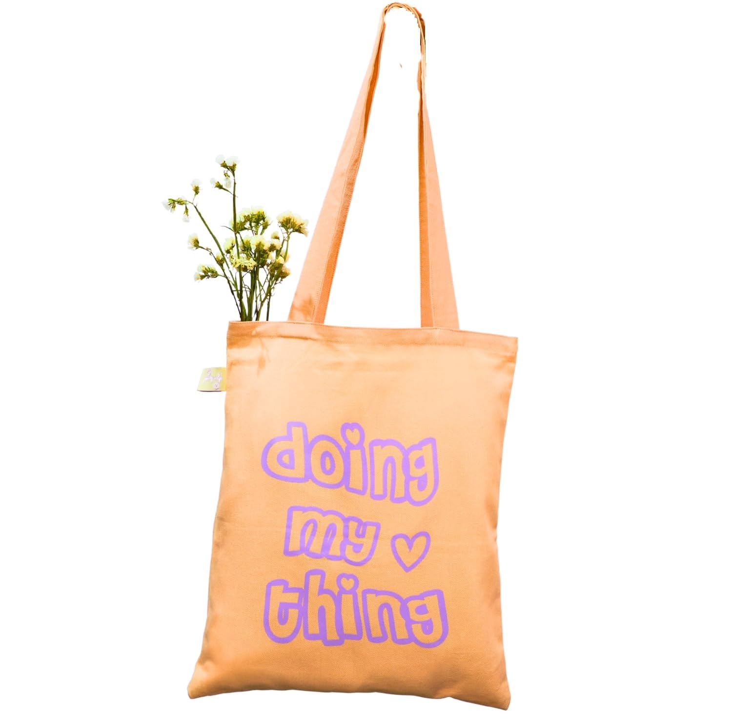 Purpulp (Doing my Thing Canvas Tote Bag for Women, Women Tote Bag, Canvas Tote Bag, Printed Tote Bag, Stylish Bags for Women, Tote Bag Aesthetic, Grocery Shopping Gift Bag for Birthday Teachers Day
