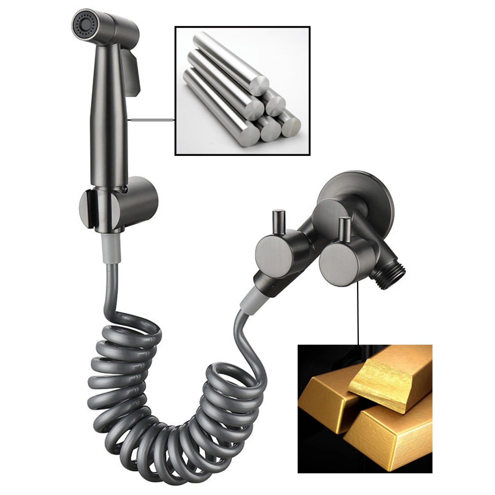 Doccetta per Bidet Ottone Kit Spruzzatore WC Spazzolato