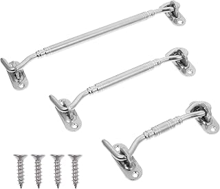 Hook and Eye Latch，Hook Gate Hook LockSlide Bolt Door Lock Hasp,Gate Bolt,Hook and Eye Latch Swivel Window Gate Door Hook with Mounting Screws More Security and Privacy