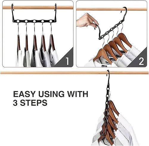 Miniatura 4 de 10 perchas mágicas para ahorrar espacio, soporte de plástico resistente, organizador de ropa pesada para dormitorios, apartamentos, armarios pequeños