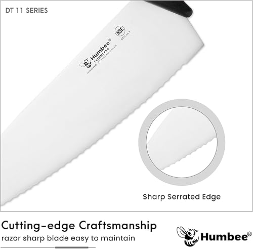 Miniatura 2 de Cuchillo de chef profesional de 10 pulgadas con mango ergonómico, cuchillo de cocina de acero inoxidable certificado NSF, dientes ondulados
