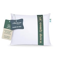 ComfyDown 50 50 Down Feather Blend ComfyDream Bed Pillow for Sleeping Egyptian Cotton Cover Made in USA Twin
