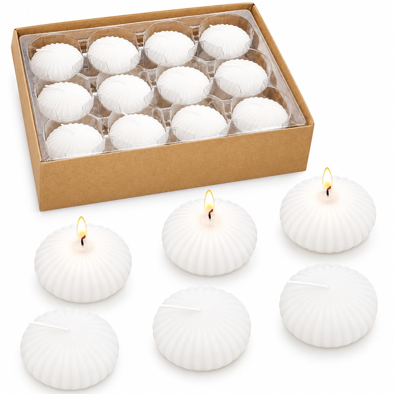 Candele galleggianti bianche per vasi cilindrici, confezione da 24 candele da 5 cm, per centrotavola a cena, matrimonio, feste, trattamenti spa