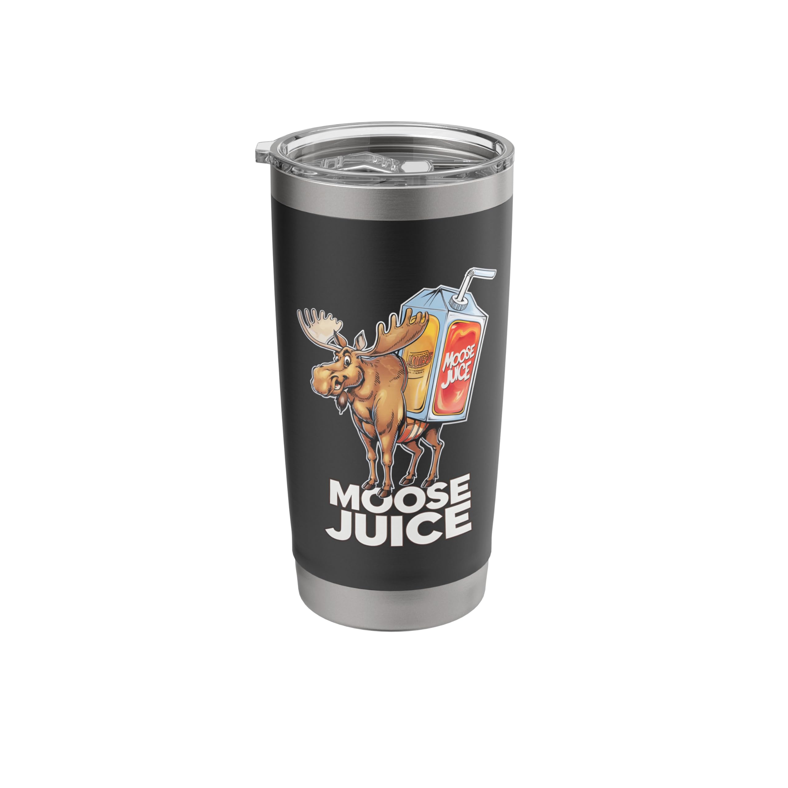 Funny Cartoon Moose Juice Box with Straw Stainless Steel Insulated Tumbler