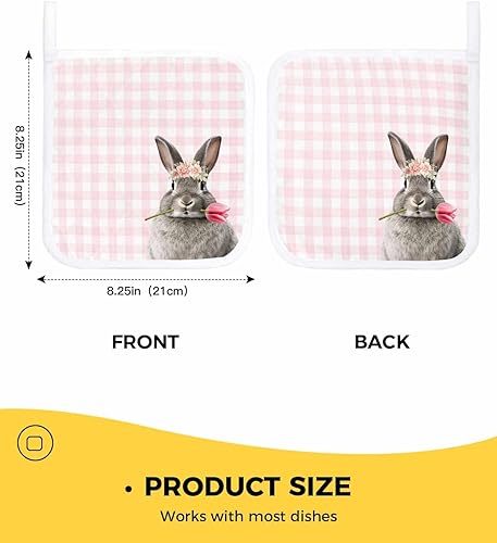 Miniatura 3 de 3 Packs Easter Buffalo Check Pink Pot Holders Sets for Kitchen,Oven Pan Plate Bowl Pads Heat Proof Mat with Hanging Loop,Terry Cloth Potholders Soft