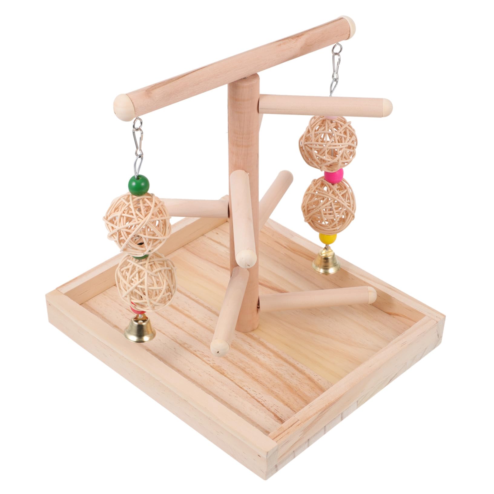 HANABASS Supporto per Uccelli in Legno Naturale Rametto da Arrampicata e Gioco per Pappagalli Scala e Posatoio Antiscivolo per Voliera Accessorio Sicuro per Mantenere Becco e Artigli in