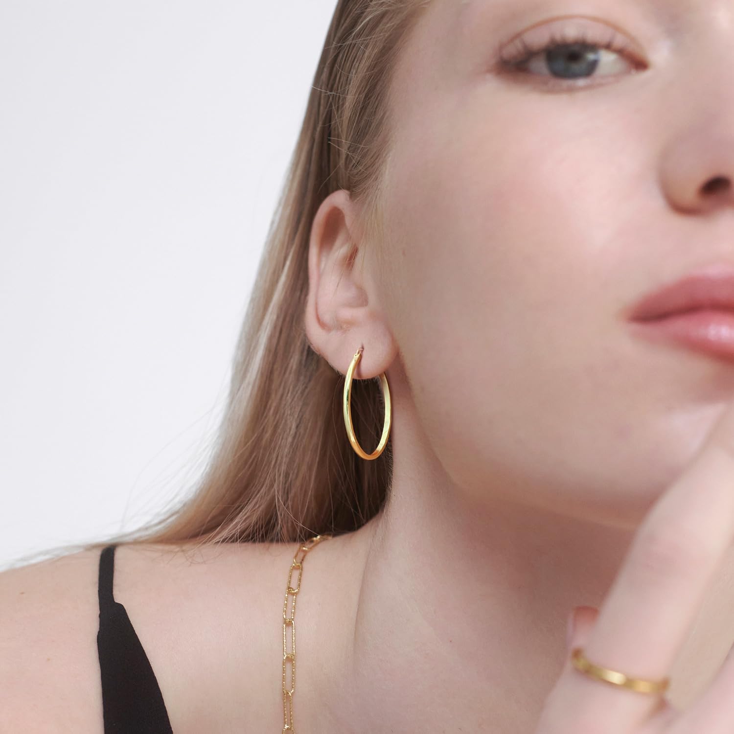 14K Gold Hoop Earrings for Women Gold Earrings for Women Lightweight Hoop Earring for Womens Hoops Earring for Womens 20/25/30/40mm - Image 3