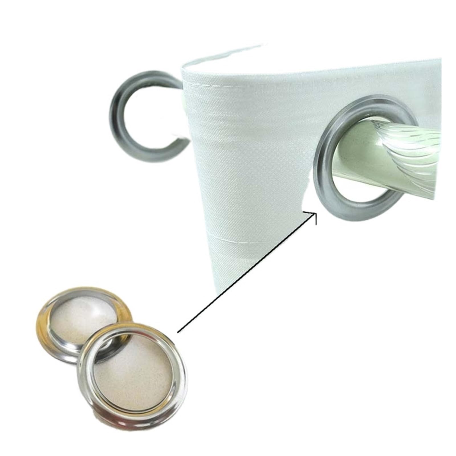 curtain grommets 60PCS Eyelet Curtain Rings Grommet Top Silvery Metal Ring Header Accessories Be Assembled With A Press
