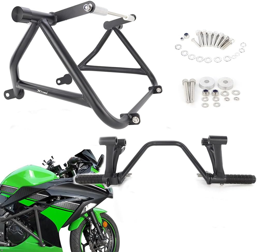 Xitomer Crash Cage and Subcage Compatible with Ninja 300 2013 2014 2015 2016 2017 Stunt Cage Engine Guard, Rear Footrests Subcage