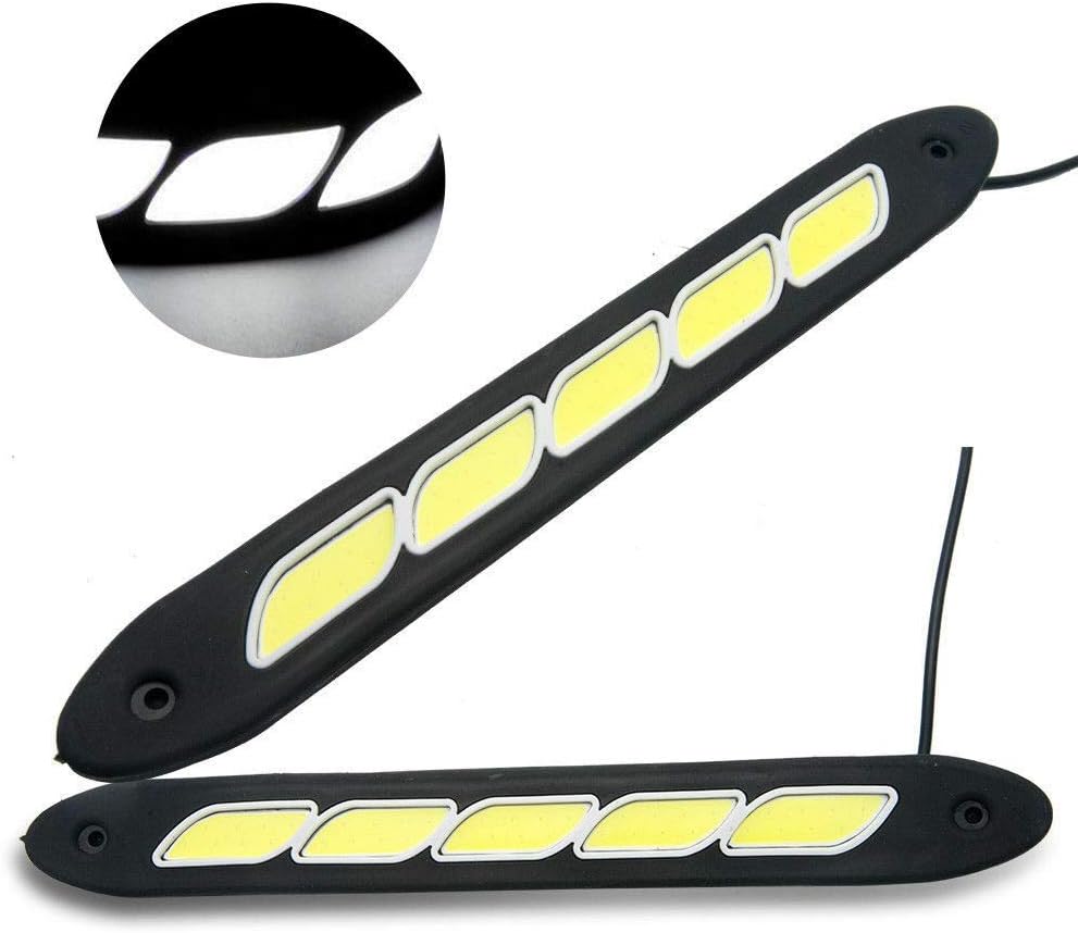 Maso LED Daytime Running Lights 2Pcs LED Strip Lights 12V 6W High Power Waterproof Flexible DRL Driving Fog Lights with Self-Adhesive Tape Universal for 12V Car Vehicle