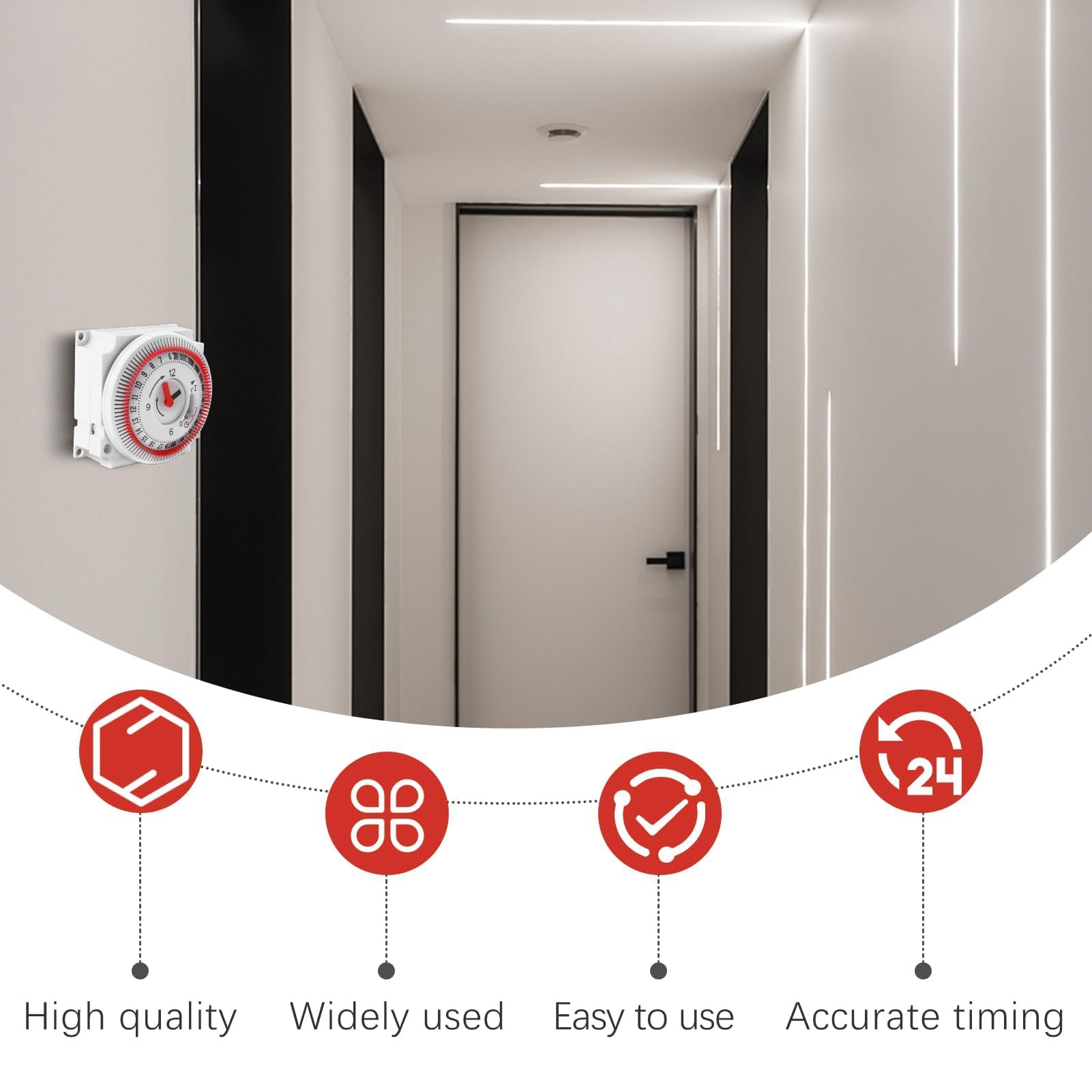 24 Hour Mechanical Immersion Heater Timer Switch, 16A Indoor In-Wall Timer with Manual Override - Image 4