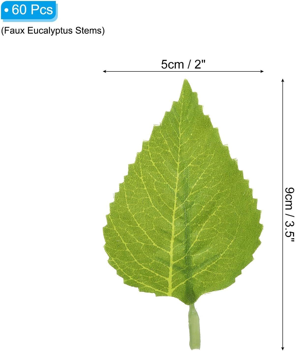 PATIKIL 3.5x2 Artificial Green Leaves, 60 Pcs Bulk Greenery Leaves Fake Sunflower Leaves Fake Leaves for Wedding Bouquets Wreaths Decor