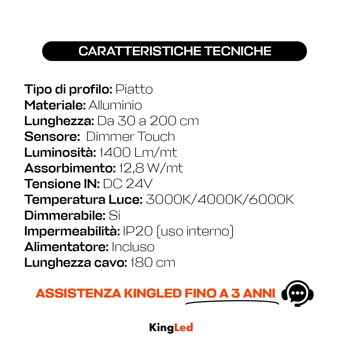 Barretta Led su misura con dimmer touch per sottopensili - Colore Nero - Personalizzabile da 30cm a 200cm con luminosità regolabile (150 cm, Luce Naturale 4000K)