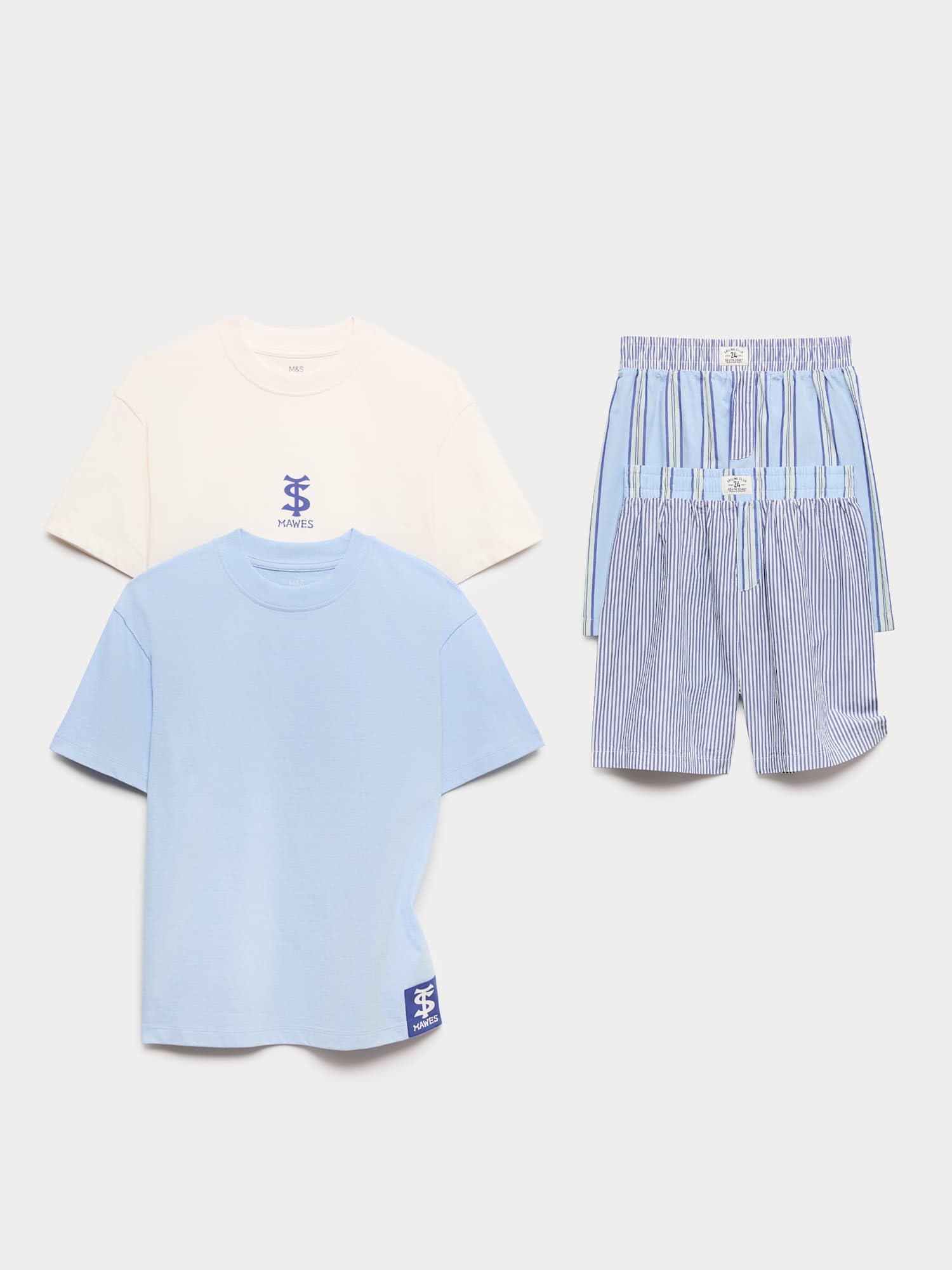 Marks & Spencer Conjuntos de Pijama de Rayas para Niño Pack de 2, Ajuste Normal