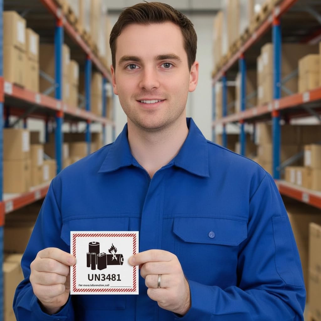 500pcs UN3481 Lithium Battery Label Stickers – Writable, Self-Adhesive Shipping Labels for Lithium Ion Batteries, Safe Transport Compliance, Pack of 500
