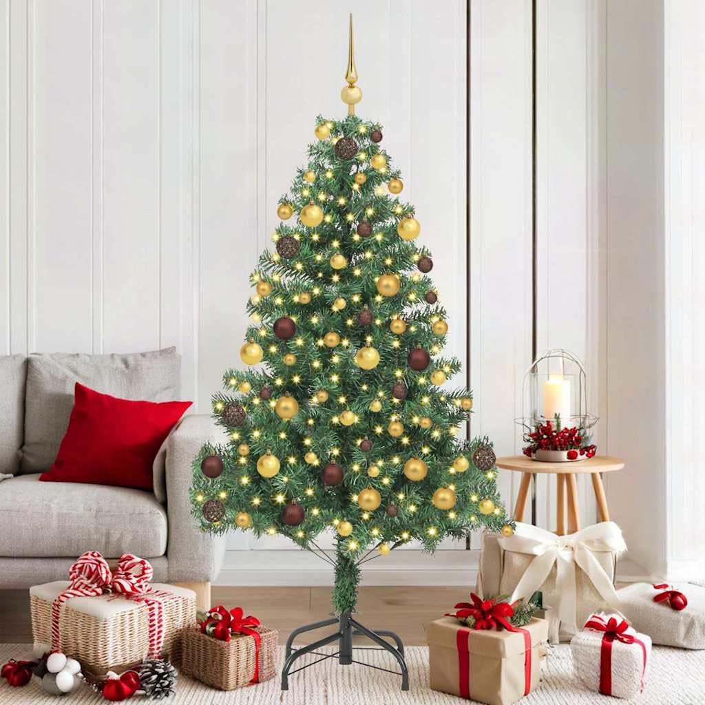 Árbol de Navidad de 180 cm verde con luces LED y soporte para salón y hogar