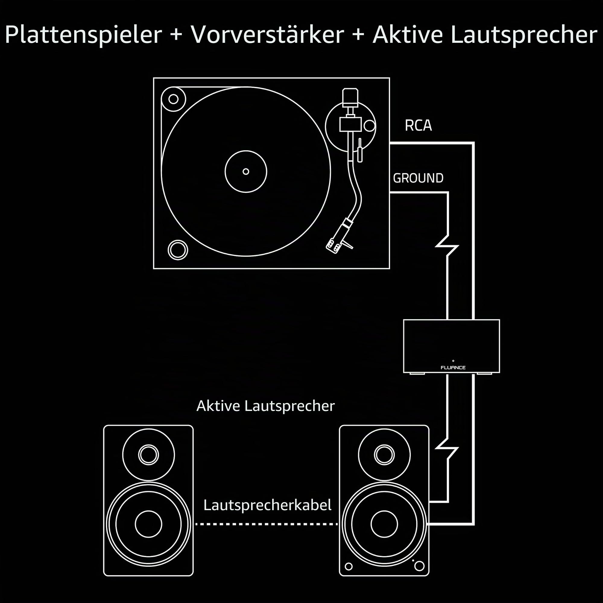 Fluance PA10 Hi-Fidelity-Phono-Vorverstärker (Vorverstärker) mit RIAA-Equalizerung für MM Plattenspieler/Plattenspieler