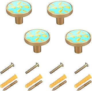 YETTASBIN Cheese Cabinet Knobs 4 Pack, Round Drawer Dresser Pulls Handles Knobs, 1-1/4 Inch Kitchen Cabinet Hardware Knobs for Door, Closet Home Office Furniture Decor