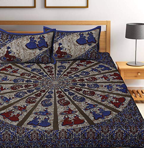 Image of Brand Present 144 TC 100% Pure Cotton Printed King Size Bedsheet for Double Bed Bedsheet with 2 Pillow Cover-Doll-B