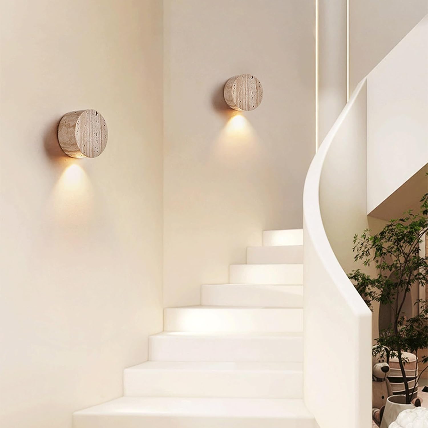 Modern Minimalist Wall Sconce, Natural Disc Downlight, Organic Circular Ambient Light, Architectural Flush Mount Accent for Hallway, Stairway, Bedroom, Hotel，Entrance，Living Room