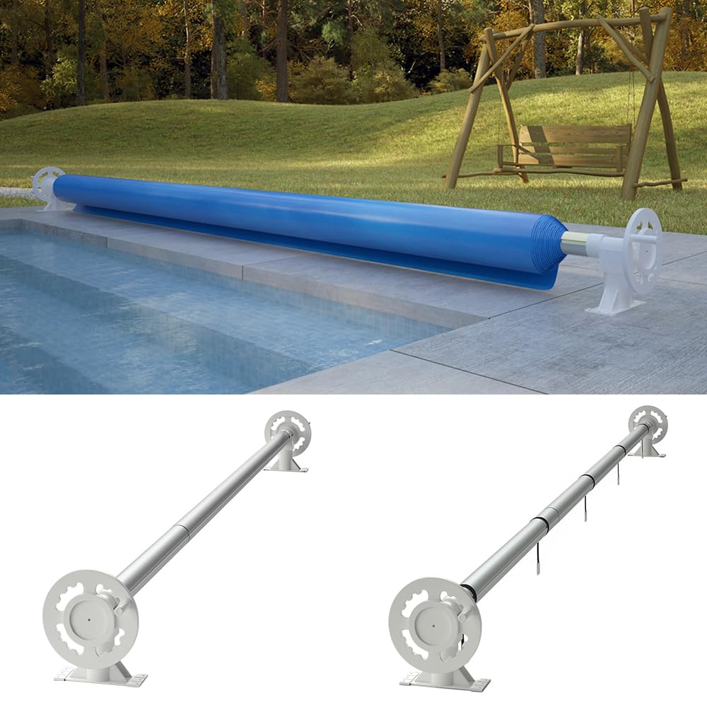 Oskar OK-Living Poolaufroller, Silber, mit Aluminium-Teleskoprohr, Länge verstellbar für Poolabdeckungen