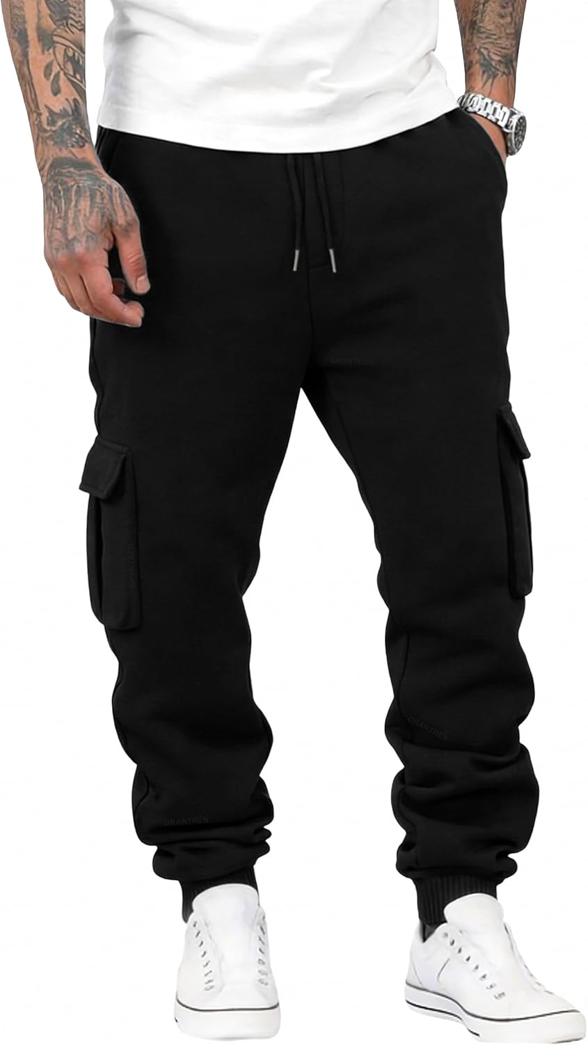 Cargo Sweatpants for Men Cotton Casual Joggers Stretch Drawstring Baggy Sweatpants with Pockets Jogging Pants - Image 5